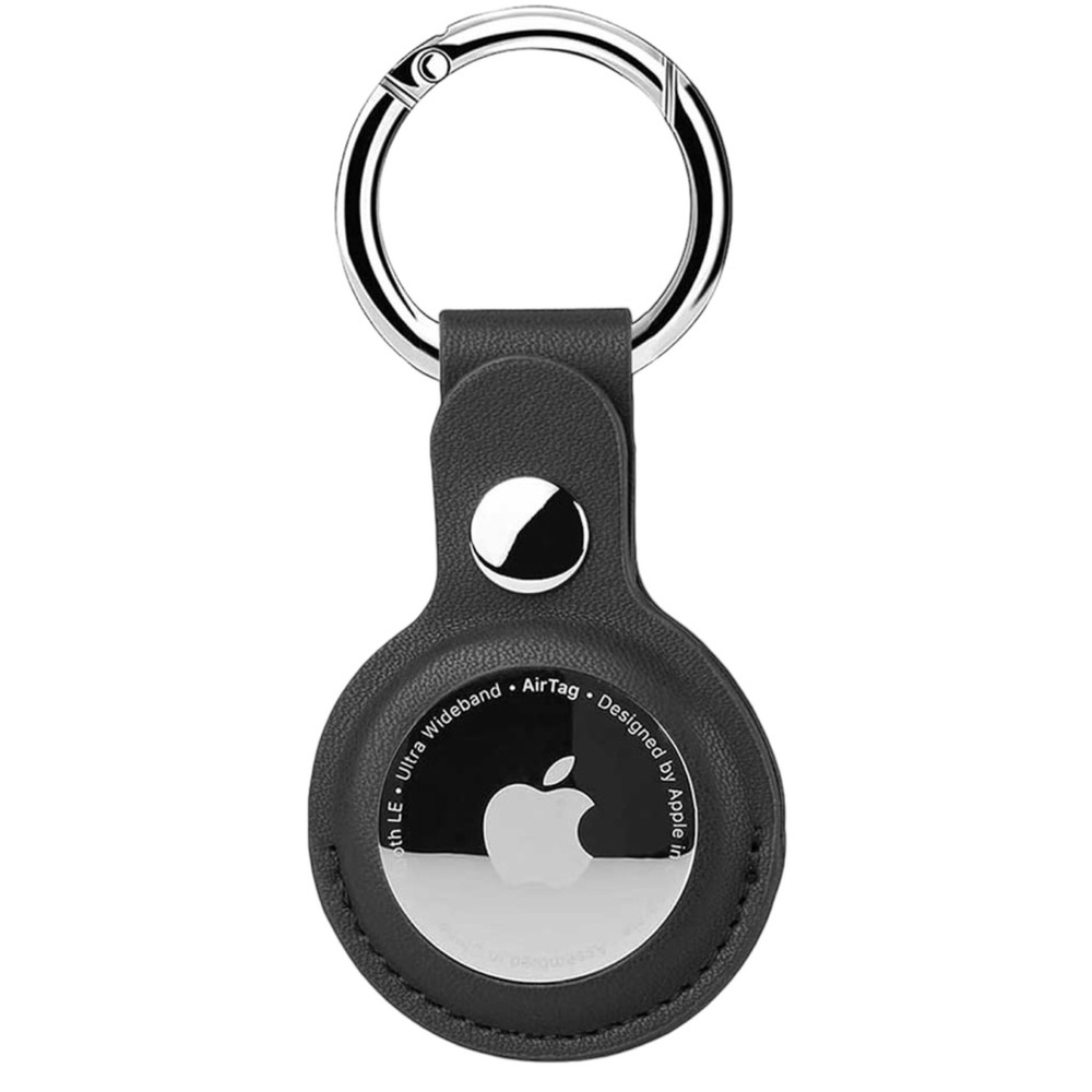 Apple AirTag Leather Key Ring Protective Holder With Carabiner Style Ring